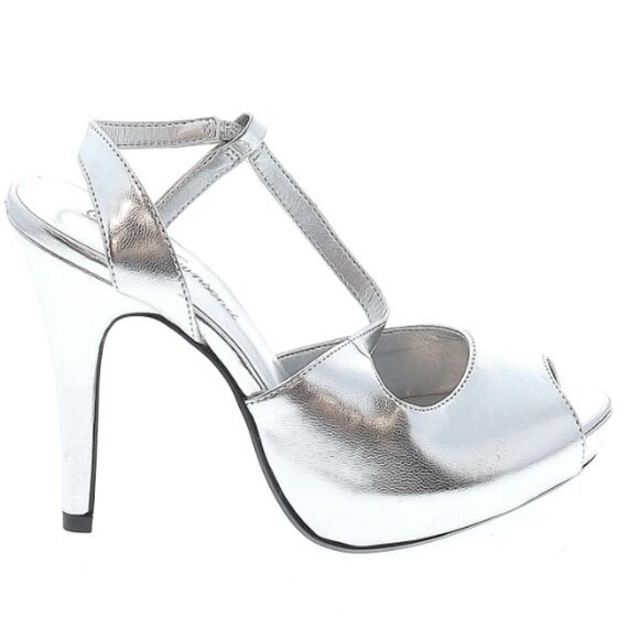 Lulu Townsend Silver LT demi heels hidden platform NIB 5.5 NEW - Picture 1 of 2